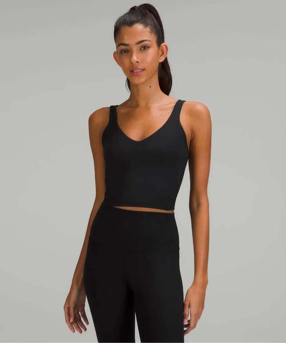 Lululemon Align Ribbed Cropped Tank Top size 4 padded sports bra Yoga Running Ac